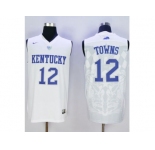 NCAA Men Kentucky Wildcats #12 Karl-Anthony Towns White Basketball Stitched Jersey