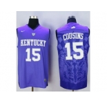 NCAA Men Kentucky Wildcats #15 DeMarcus Cousins Blue Basketball Stitched Jersey