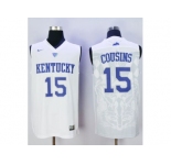 NCAA Men Kentucky Wildcats #15 DeMarcus Cousins White Basketball Stitched Jersey