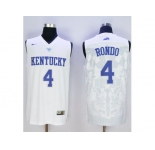 NCAA Men Kentucky Wildcats #4 Rajon Rondo White Basketball Stitched Jersey