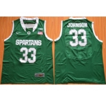 NCAA Men Michigan State Spartans #33 Magic Johnson Green Authentic Basketball Stitched Jersey