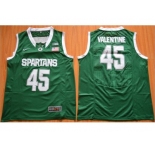 NCAA Men Michigan State Spartans #45 Denzel Valentine Green Authentic Basketball Stitched Jersey
