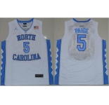 North Carolina #5 Marcus Paige White Basketball Stitched NCAA Jersey