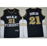 Wake Forest Demon Deacons #21 Tim Duncan Black Basketball Stitched NCAA Jersey