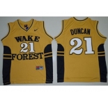 Wake Forest Demon Deacons #21 Tim Duncan Gold Basketball Stitched NCAA Jersey