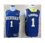 ncaa Michigan Wolverines Trey #1 Robinson Basketball Authentic Navy Blue