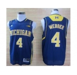 ncaa Michigan Wolverines Trey #4 Webber Basketball Authentic Navy Blue