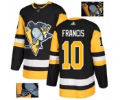 Adidas Pittsburgh Penguins #10 Ron Francis Authentic Black Fashion Gold NHL Jersey