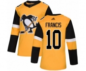 Adidas Pittsburgh Penguins #10 Ron Francis Authentic Gold Alternate NHL Jersey