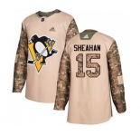 Adidas Pittsburgh Penguins #15 Riley Sheahan Authentic Camo Veterans Day Practice NHL Jersey
