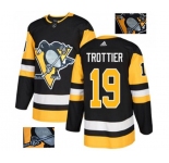 Adidas Pittsburgh Penguins #19 Bryan Trottier Authentic Black Fashion Gold NHL Jersey