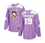 Adidas Pittsburgh Penguins #19 Derick Brassard Authentic Purple Fights Cancer Practice NHL Jersey