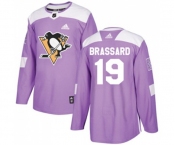Adidas Pittsburgh Penguins #19 Derick Brassard Authentic Purple Fights Cancer Practice NHL Jersey