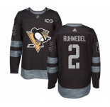 Adidas Pittsburgh Penguins #2 Chad Ruhwedel Authentic Black 1917-2017 100th Anniversary NHL Jersey