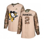 Adidas Pittsburgh Penguins #2 Chad Ruhwedel Authentic Camo Veterans Day Practice NHL Jersey