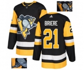 Adidas Pittsburgh Penguins #21 Michel Briere Authentic Black Fashion Gold NHL Jersey