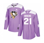 Adidas Pittsburgh Penguins #21 Michel Briere Authentic Purple Fights Cancer Practice NHL Jersey