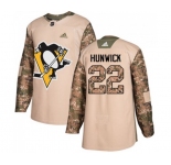 Adidas Pittsburgh Penguins #22 Matt Hunwick Authentic Camo Veterans Day Practice NHL Jersey