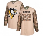 Adidas Pittsburgh Penguins #22 Matt Hunwick Authentic Camo Veterans Day Practice NHL Jersey