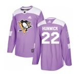 Adidas Pittsburgh Penguins #22 Matt Hunwick Authentic Purple Fights Cancer Practice NHL Jersey