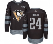 Adidas Pittsburgh Penguins #24 Jarred Tinordi Authentic Black 1917-2017 100th Anniversary NHL Jersey