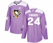 Adidas Pittsburgh Penguins #24 Jarred Tinordi Authentic Purple Fights Cancer Practice NHL Jersey