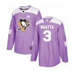 Adidas Pittsburgh Penguins #3 Olli Maatta Authentic Purple Fights Cancer Practice NHL Jersey