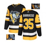 Adidas Pittsburgh Penguins #35 Tom Barrasso Authentic Black Fashion Gold NHL Jersey