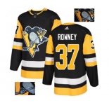 Adidas Pittsburgh Penguins #37 Carter Rowney Authentic Black Fashion Gold NHL Jersey