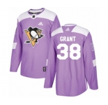 Adidas Pittsburgh Penguins #38 Derek Grant Authentic Purple Fights Cancer Practice NHL Jersey