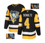 Adidas Pittsburgh Penguins #4 Justin Schultz Authentic Black Fashion Gold NHL Jersey