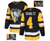 Adidas Pittsburgh Penguins #4 Justin Schultz Authentic Black Fashion Gold NHL Jersey