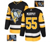 Adidas Pittsburgh Penguins #55 Larry Murphy Authentic Black Fashion Gold NHL Jersey