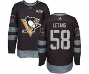 Adidas Pittsburgh Penguins #58 Kris Letang Authentic Black 1917-2017 100th Anniversary NHL Jersey