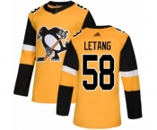 Adidas Pittsburgh Penguins #58 Kris Letang Authentic Gold Alternate NHL Jersey