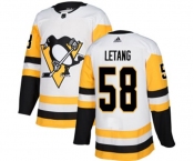Adidas Pittsburgh Penguins #58 Kris Letang Authentic White Away NHL Jersey