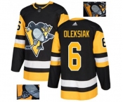 Adidas Pittsburgh Penguins #6 Jamie Oleksiak Authentic Black Fashion Gold NHL Jersey