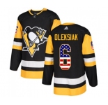 Adidas Pittsburgh Penguins #6 Jamie Oleksiak Authentic Black USA Flag Fashion NHL Jersey