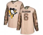 Adidas Pittsburgh Penguins #6 Jamie Oleksiak Authentic Camo Veterans Day Practice NHL Jersey