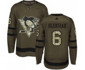 Adidas Pittsburgh Penguins #6 Jamie Oleksiak Authentic Green Salute to Service NHL Jersey
