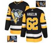 Adidas Pittsburgh Penguins #62 Carl Hagelin Authentic Black Fashion Gold NHL Jersey