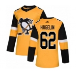 Adidas Pittsburgh Penguins #62 Carl Hagelin Authentic Gold Alternate NHL Jersey