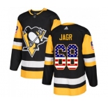 Adidas Pittsburgh Penguins #68 Jaromir Jagr Authentic Black USA Flag Fashion NHL Jersey