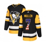 Adidas Pittsburgh Penguins #7 Joe Mullen Authentic Black USA Flag Fashion NHL Jersey