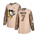 Adidas Pittsburgh Penguins #7 Paul Martin Authentic Camo Veterans Day Practice NHL Jersey