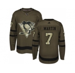 Adidas Pittsburgh Penguins #7 Paul Martin Green Salute to Service Stitched NHL Jersey