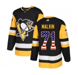 Adidas Pittsburgh Penguins #71 Evgeni Malkin Authentic Black USA Flag Fashion NHL Jersey