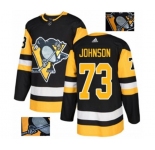 Adidas Pittsburgh Penguins #73 Jack Johnson Authentic Black Fashion Gold NHL Jersey
