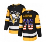 Adidas Pittsburgh Penguins #76 Calen Addison Authentic Black USA Flag Fashion NHL Jersey