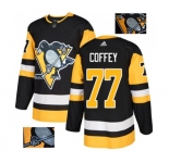 Adidas Pittsburgh Penguins #77 Paul Coffey Authentic Black Fashion Gold NHL Jersey